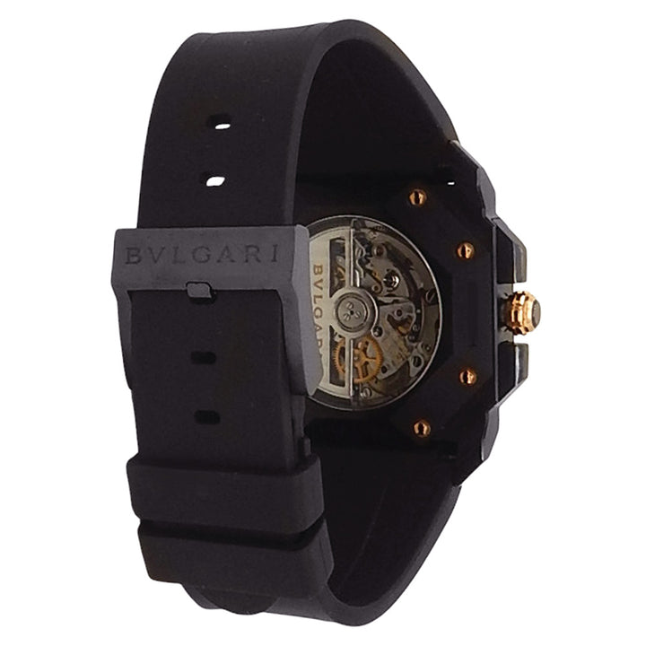 【BVLGARI】 ブラックレザー デジタル腕時計 102121 Bvlgari Octo